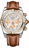 Breitling,Breitling - Chronomat 44 Steel and Rose Gold 40 Diamond Bezel - Croco Strap - Watch Brands Direct