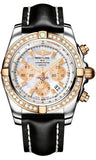 Breitling,Breitling - Chronomat 44 Steel and Rose Gold 40 Diamond Bezel - Leather Strap - Watch Brands Direct