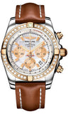 Breitling,Breitling - Chronomat 44 Steel and Rose Gold 40 Diamond Bezel - Leather Strap - Watch Brands Direct