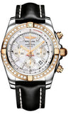 Breitling,Breitling - Chronomat 44 Steel and Rose Gold 40 Diamond Bezel - Leather Strap - Watch Brands Direct