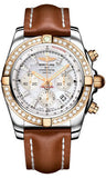 Breitling,Breitling - Chronomat 44 Steel and Rose Gold 40 Diamond Bezel - Leather Strap - Watch Brands Direct