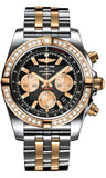 Breitling,Breitling - Chronomat 44 Steel and Rose Gold 40 Diamond Bezel - Two-Tone Pilot Bracelet - Watch Brands Direct