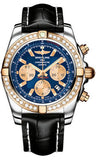 Breitling,Breitling - Chronomat 44 Steel and Rose Gold 40 Diamond Bezel - Croco Strap - Watch Brands Direct