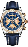 Breitling,Breitling - Chronomat 44 Steel and Rose Gold 40 Diamond Bezel - Leather Strap - Watch Brands Direct