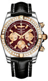 Breitling,Breitling - Chronomat 44 Steel and Rose Gold 40 Diamond Bezel - Croco Strap - Watch Brands Direct