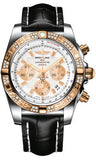 Breitling,Breitling - Chronomat 44 Steel and Rose Gold 60 Diamond Bezel - Croco Strap - Watch Brands Direct