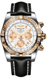 Breitling,Breitling - Chronomat 44 Steel and Rose Gold 60 Diamond Bezel - Leather Strap - Watch Brands Direct