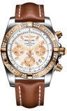 Breitling,Breitling - Chronomat 44 Steel and Rose Gold 60 Diamond Bezel - Leather Strap - Watch Brands Direct