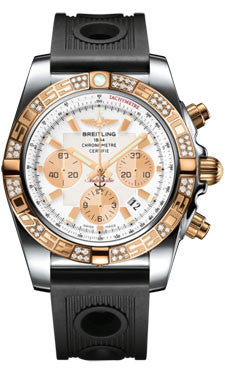 Breitling,Breitling - Chronomat 44 Steel and Rose Gold 60 Diamond Bezel - Ocean Racer Strap - Watch Brands Direct