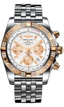 Breitling,Breitling - Chronomat 44 Steel and Rose Gold 60 Diamond Bezel - Pilot Bracelet - Steel - Watch Brands Direct