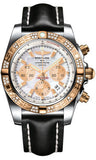 Breitling,Breitling - Chronomat 44 Steel and Rose Gold 60 Diamond Bezel - Leather Strap - Watch Brands Direct
