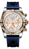 Breitling,Breitling - Chronomat 44 Steel and Rose Gold 60 Diamond Bezel - Ocean Racer Strap - Watch Brands Direct