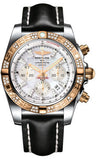Breitling,Breitling - Chronomat 44 Steel and Rose Gold 60 Diamond Bezel - Leather Strap - Watch Brands Direct