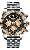 Breitling,Breitling - Chronomat 44 Steel and Rose Gold 60 Diamond Bezel - Pilot Bracelet - Steel - Watch Brands Direct