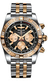 Breitling,Breitling - Chronomat 44 Steel and Rose Gold 60 Diamond Bezel - Pilot Bracelet - Two-Tone - Watch Brands Direct