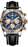 Breitling,Breitling - Chronomat 44 Steel and Rose Gold 60 Diamond Bezel - Croco Strap - Watch Brands Direct