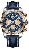 Breitling,Breitling - Chronomat 44 Steel and Rose Gold 60 Diamond Bezel - Croco Strap - Watch Brands Direct