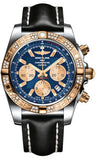 Breitling,Breitling - Chronomat 44 Steel and Rose Gold 60 Diamond Bezel - Leather Strap - Watch Brands Direct