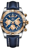 Breitling,Breitling - Chronomat 44 Steel and Rose Gold 60 Diamond Bezel - Leather Strap - Watch Brands Direct