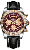 Breitling,Breitling - Chronomat 44 Steel and Rose Gold 60 Diamond Bezel - Croco Strap - Watch Brands Direct