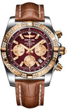 Breitling,Breitling - Chronomat 44 Steel and Rose Gold 60 Diamond Bezel - Croco Strap - Watch Brands Direct