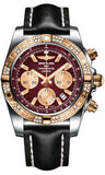 Breitling,Breitling - Chronomat 44 Steel and Rose Gold 60 Diamond Bezel - Leather Strap - Watch Brands Direct