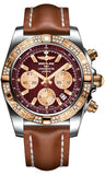 Breitling,Breitling - Chronomat 44 Steel and Rose Gold 60 Diamond Bezel - Leather Strap - Watch Brands Direct