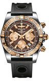 Breitling,Breitling - Chronomat 44 Steel and Rose Gold 60 Diamond Bezel - Ocean Racer Strap - Watch Brands Direct