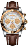 Breitling,Breitling - Chronomat 41 Steel and Gold Polished Bezel - Croco Strap - Watch Brands Direct