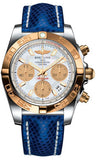 Breitling,Breitling - Chronomat 41 Steel and Gold Polished Bezel - Lizard Strap - Watch Brands Direct