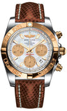 Breitling,Breitling - Chronomat 41 Steel and Gold Polished Bezel - Lizard Strap - Watch Brands Direct
