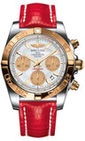 Breitling,Breitling - Chronomat 41 Steel and Gold Polished Bezel - Lizard Strap - Watch Brands Direct