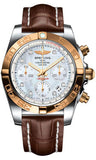 Breitling,Breitling - Chronomat 41 Steel and Gold Polished Bezel - Croco Strap - Watch Brands Direct