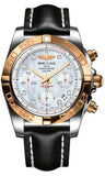 Breitling,Breitling - Chronomat 41 Steel and Gold Polished Bezel - Leather Strap - Watch Brands Direct