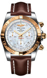 Breitling,Breitling - Chronomat 41 Steel and Gold Polished Bezel - Leather Strap - Watch Brands Direct
