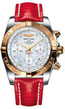 Breitling,Breitling - Chronomat 41 Steel and Gold Polished Bezel - Lizard Strap - Watch Brands Direct