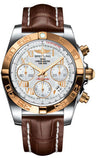 Breitling,Breitling - Chronomat 41 Steel and Gold Polished Bezel - Croco Strap - Watch Brands Direct