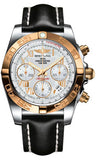 Breitling,Breitling - Chronomat 41 Steel and Gold Polished Bezel - Leather Strap - Watch Brands Direct