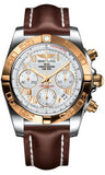 Breitling,Breitling - Chronomat 41 Steel and Gold Polished Bezel - Leather Strap - Watch Brands Direct
