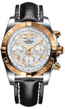 Breitling,Breitling - Chronomat 41 Steel and Gold Polished Bezel - Lizard Strap - Watch Brands Direct