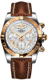 Breitling,Breitling - Chronomat 41 Steel and Gold Polished Bezel - Lizard Strap - Watch Brands Direct