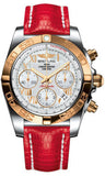 Breitling,Breitling - Chronomat 41 Steel and Gold Polished Bezel - Lizard Strap - Watch Brands Direct