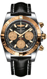 Breitling,Breitling - Chronomat 41 Steel and Gold Polished Bezel - Croco Strap - Watch Brands Direct