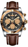 Breitling,Breitling - Chronomat 41 Steel and Gold Polished Bezel - Croco Strap - Watch Brands Direct