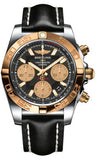 Breitling,Breitling - Chronomat 41 Steel and Gold Polished Bezel - Leather Strap - Watch Brands Direct