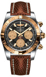 Breitling,Breitling - Chronomat 41 Steel and Gold Polished Bezel - Lizard Strap - Watch Brands Direct