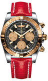 Breitling,Breitling - Chronomat 41 Steel and Gold Polished Bezel - Lizard Strap - Watch Brands Direct