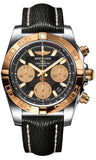 Breitling,Breitling - Chronomat 41 Steel and Gold Polished Bezel - Sahara Leather Strap - Watch Brands Direct