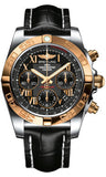 Breitling,Breitling - Chronomat 41 Steel and Gold Polished Bezel - Croco Strap - Watch Brands Direct