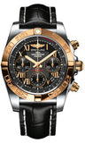 Breitling,Breitling - Chronomat 41 Steel and Gold Polished Bezel - Croco Strap - Watch Brands Direct